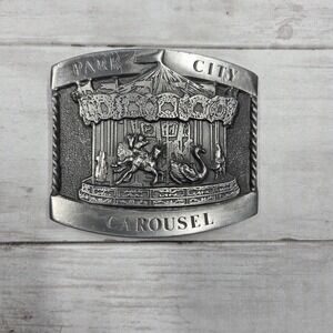 Michael Ricker Park City Carousel Pewter Belt Buckle Limited Edition 1984 VTG